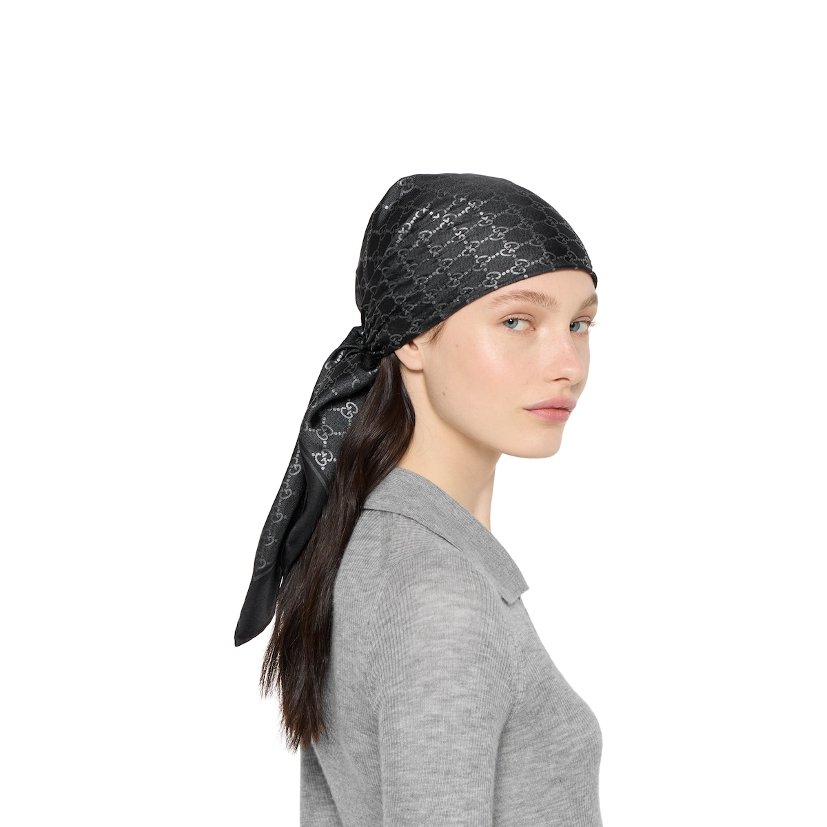 ラミネートプリント シルクツイル スカーフ ・ブラック | GUCCI公式