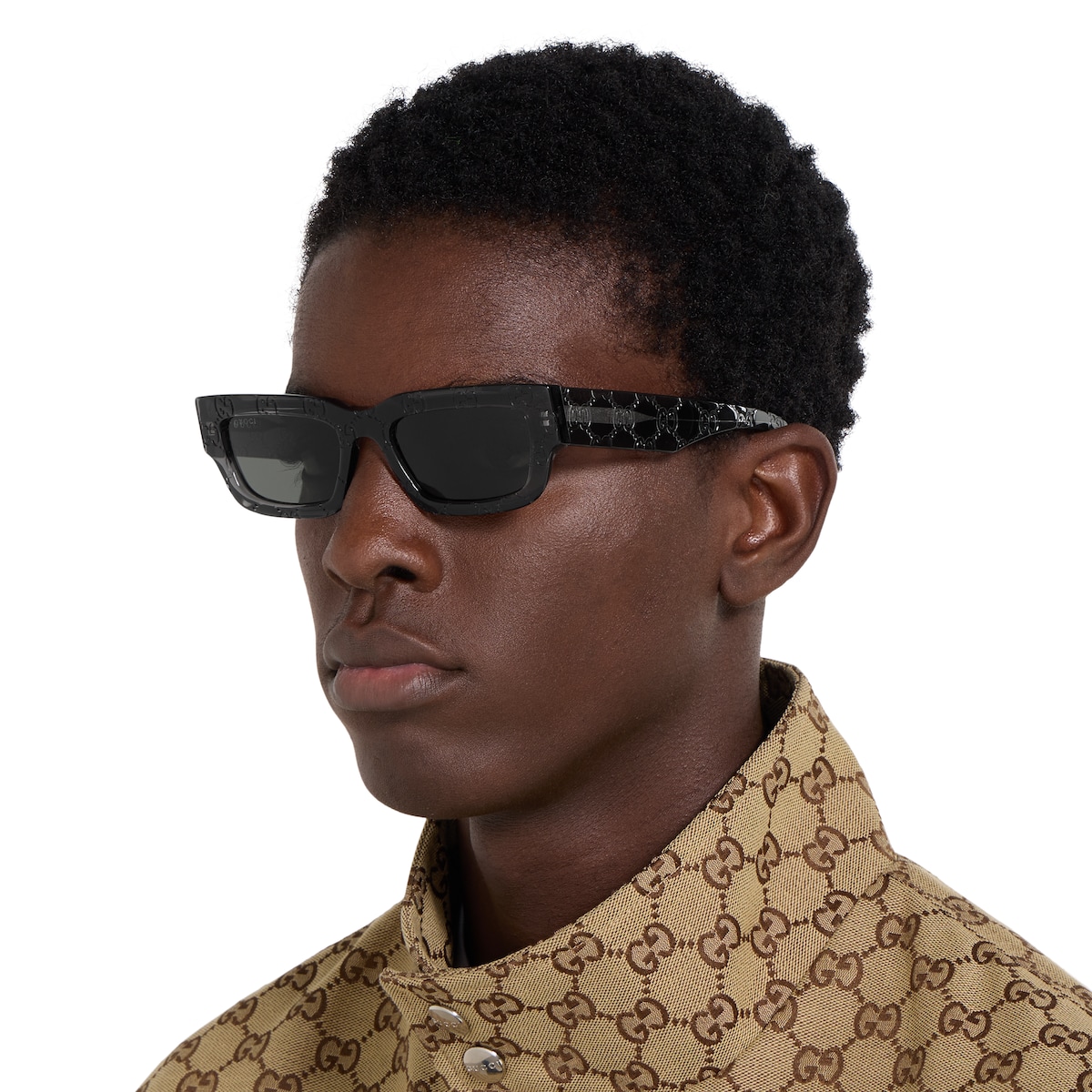 Rectangular frame sunglasses in dark grey | GUCCI® US Rectangular frame sunglasses in dark grey | GUCCI® US