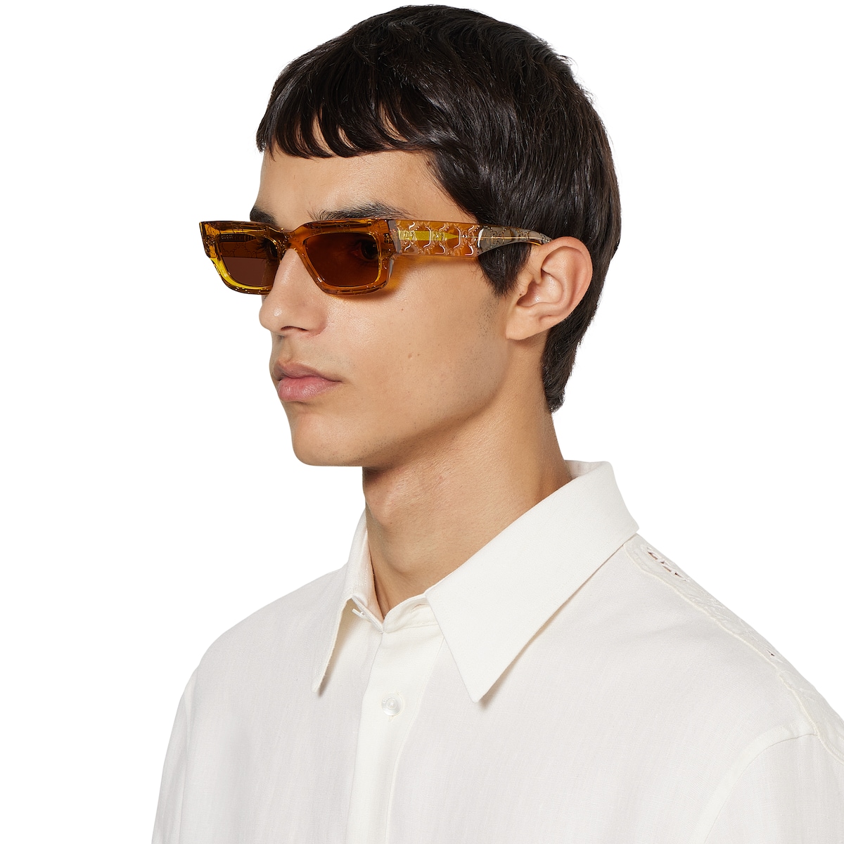 Rectangular frame sunglasses in yellow | GUCCI® US