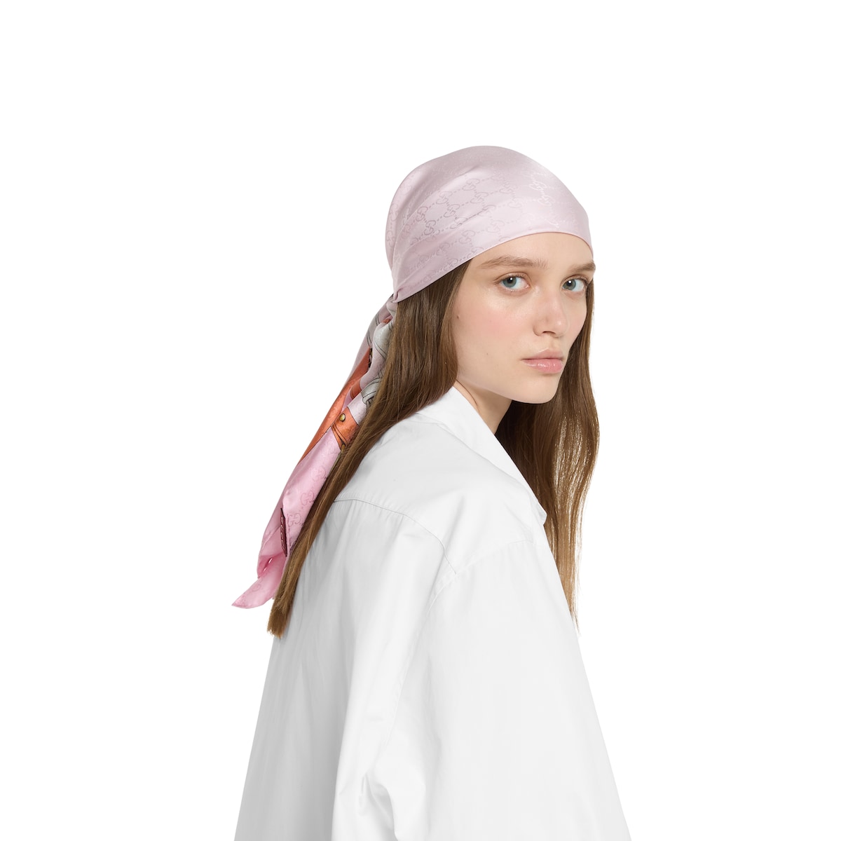 GGシルクジャカード プリント スカーフ ・ライトピンク | GUCCI公式