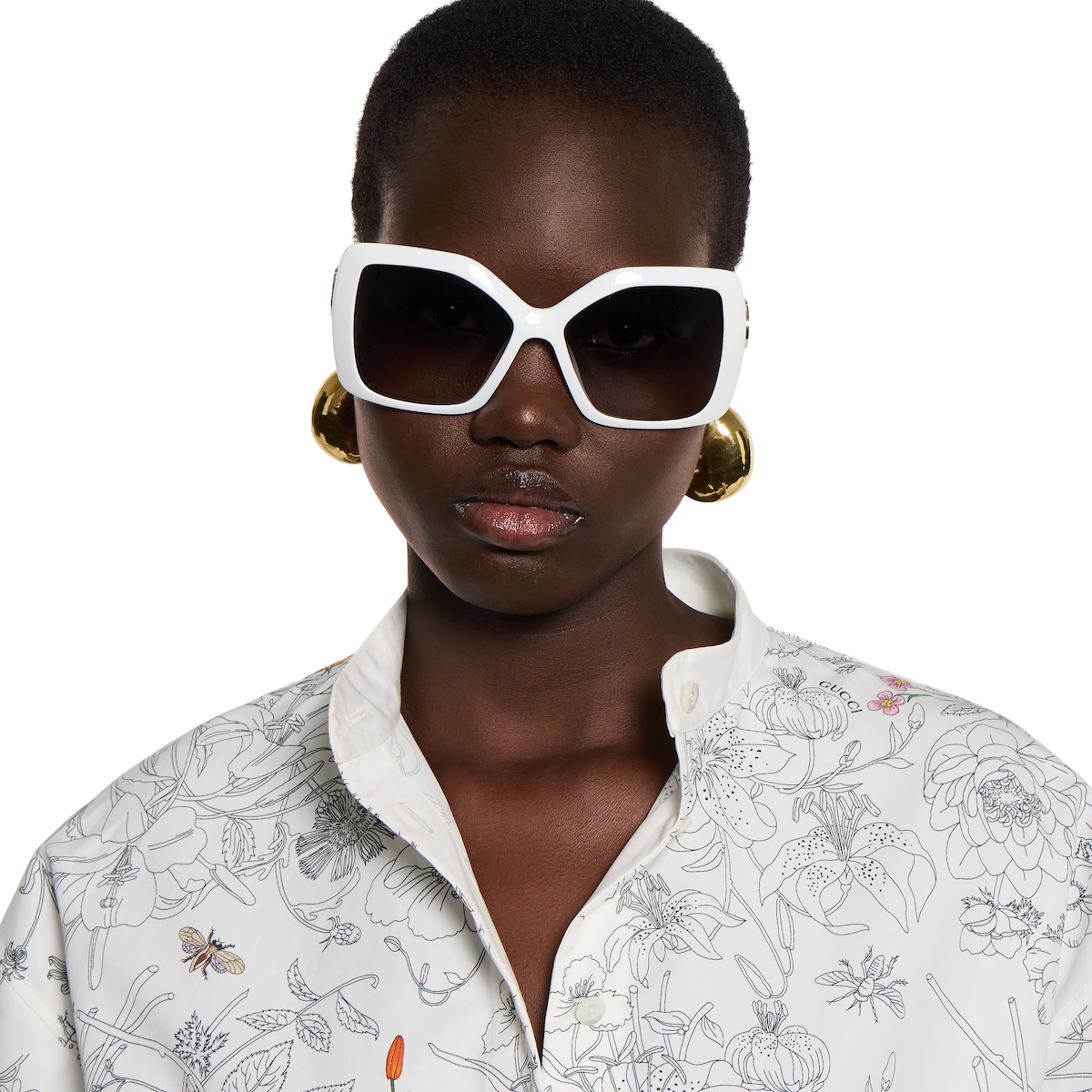 Square frame sunglasses in white | GUCCI® US