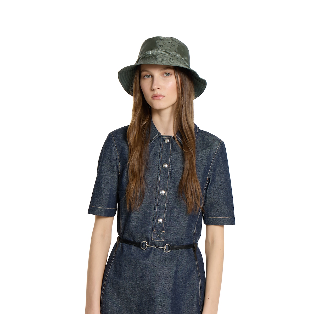 リバーシブル GGナイロン バケットハット ・ダークグリーン