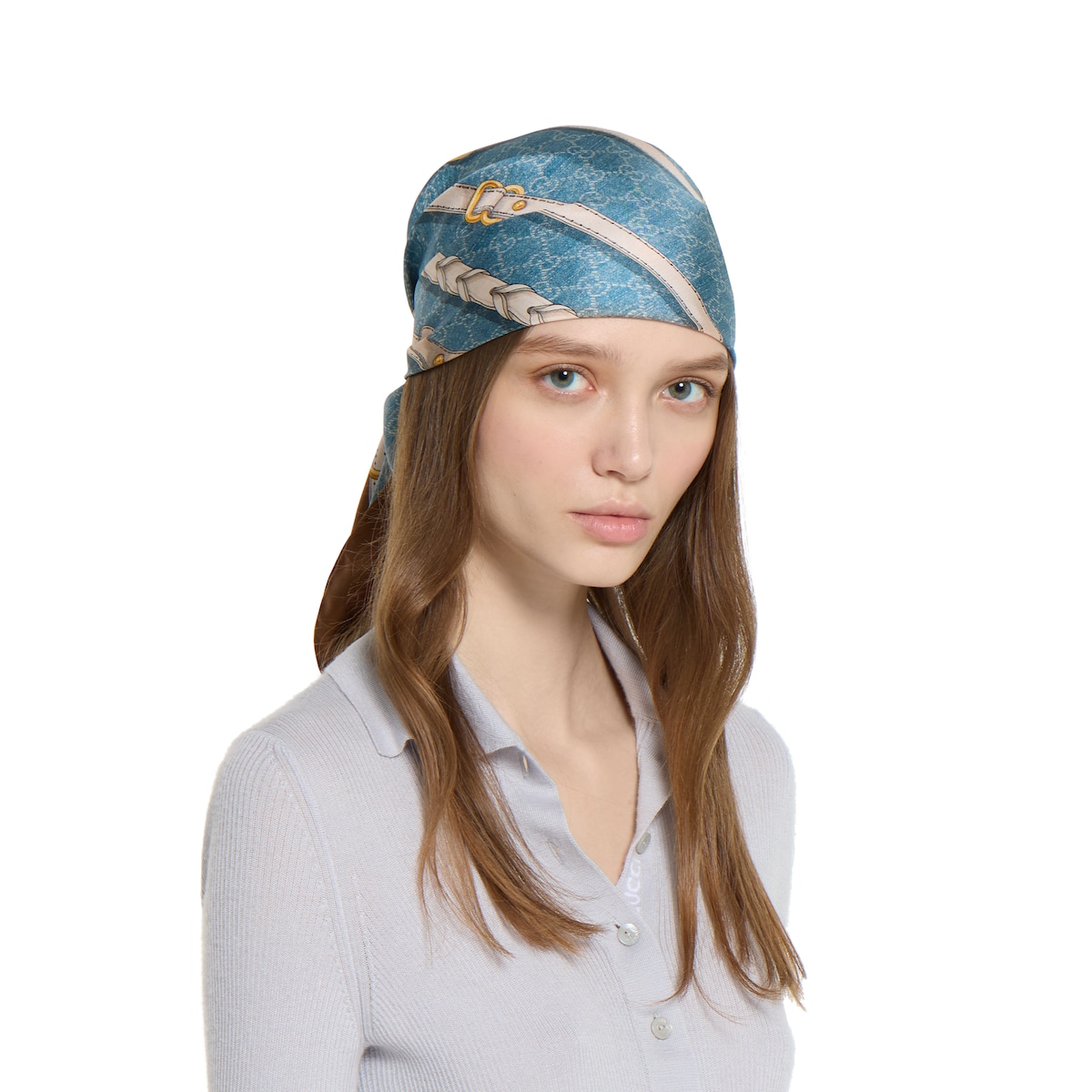 プリント シルクツイル スカーフ ・ブルー＆ライトブラウン | GUCCI公式