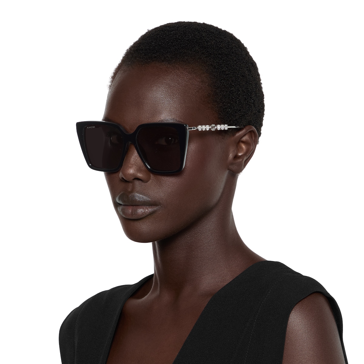 Square frame sunglasses in black | GUCCI® US