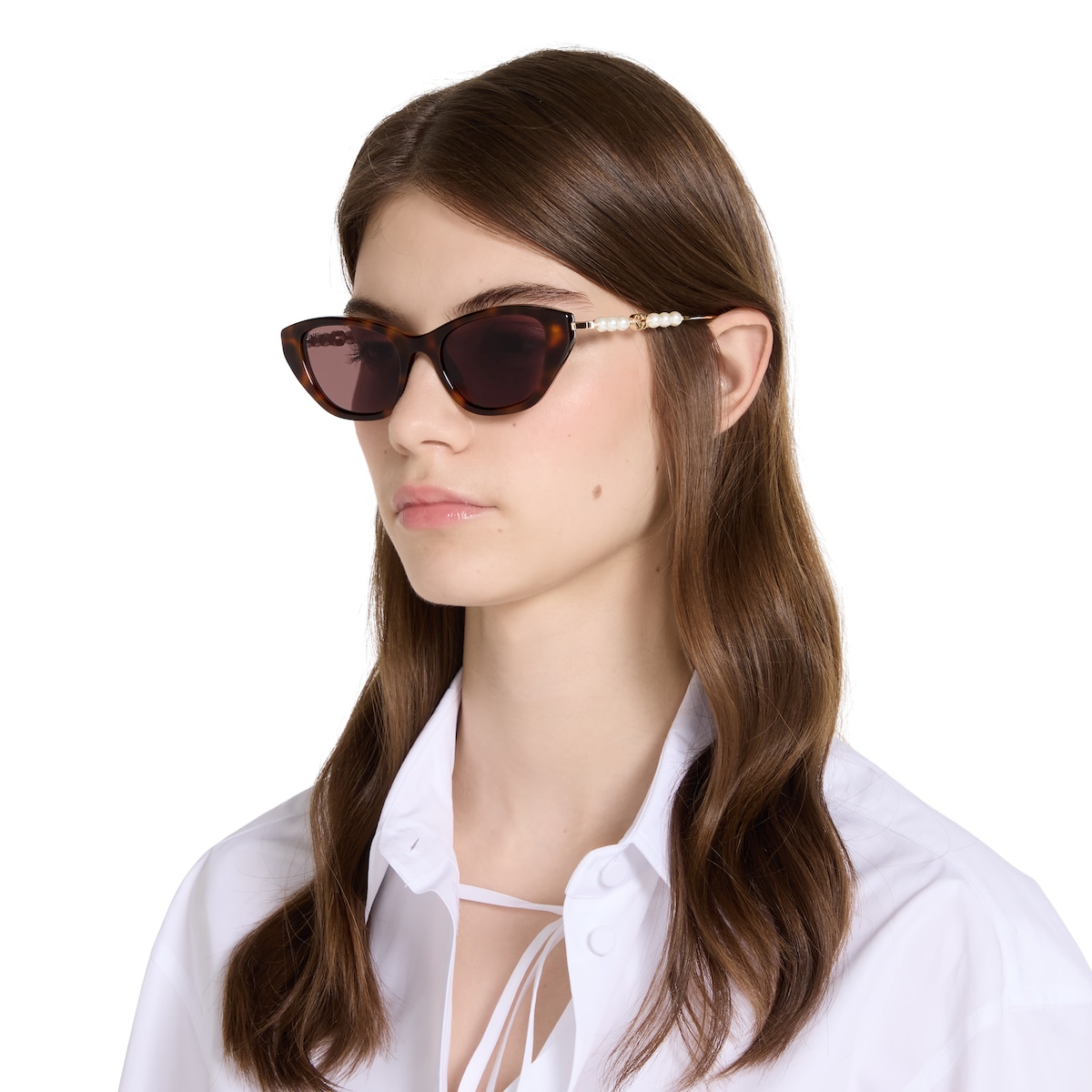 Cat eye frame sunglasses in medium brown tortoiseshell | GUCCI® UK