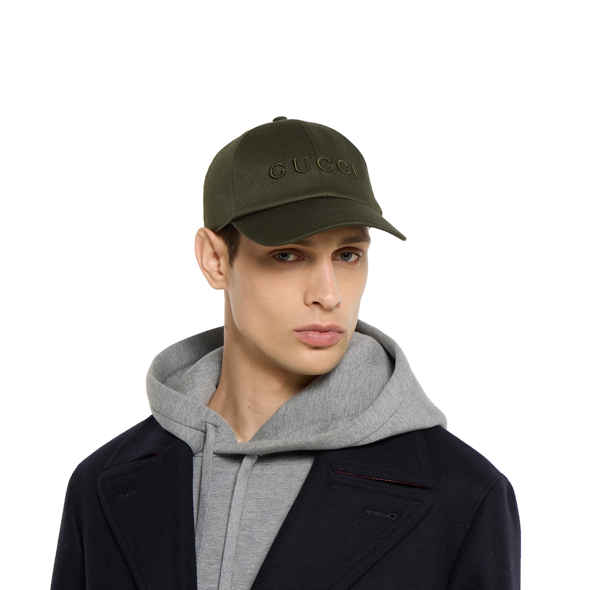 Cotton baseball hat with embroidery in dark green | GUCCI® US