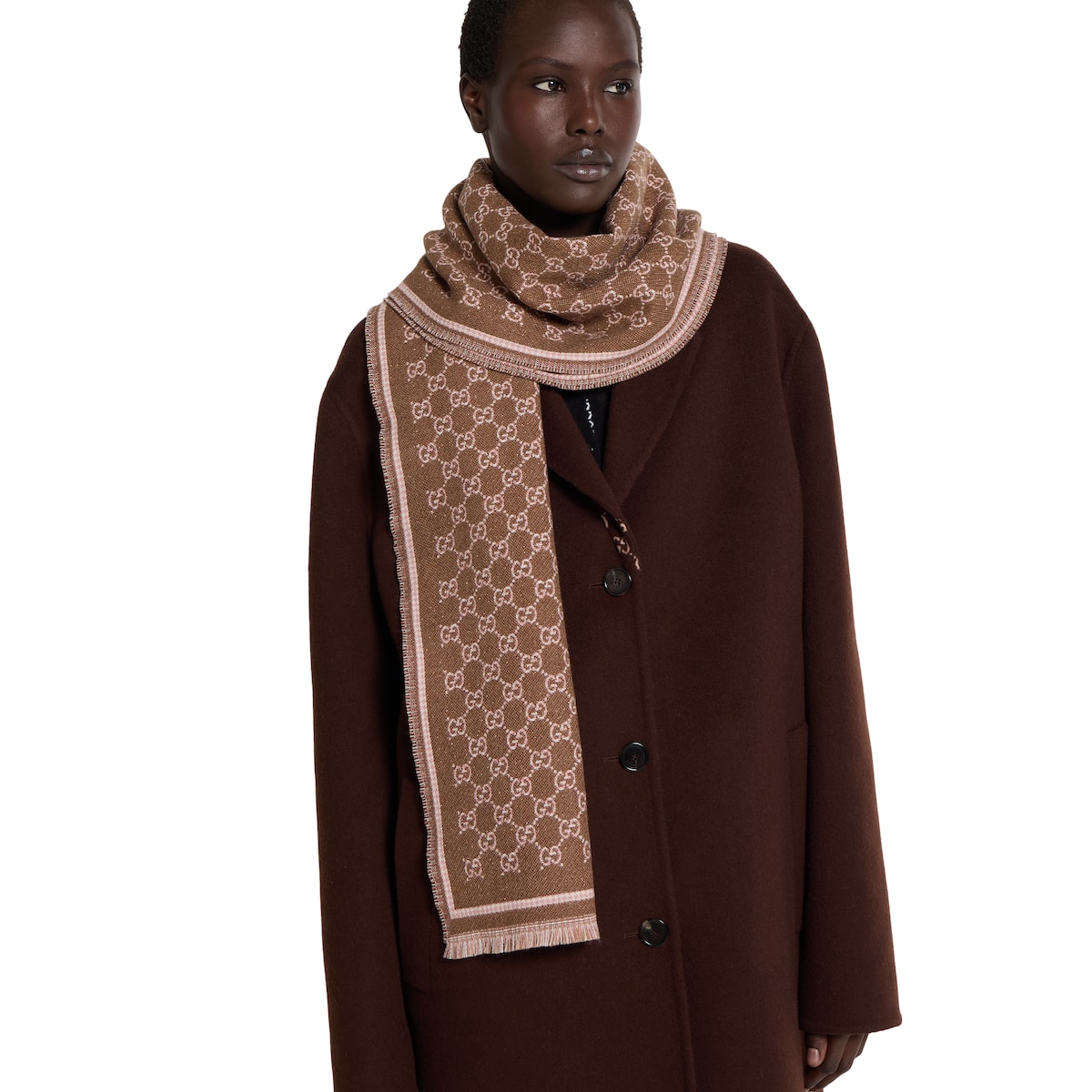 GG wool scarf in brown | GUCCI® US