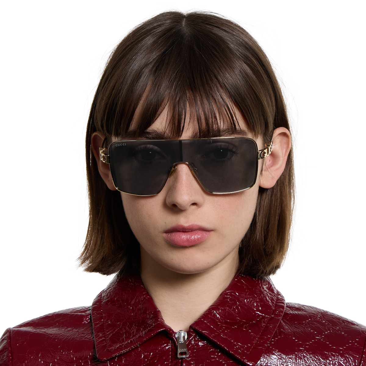 Rectangular frame sunglasses in light gold | GUCCI® CA