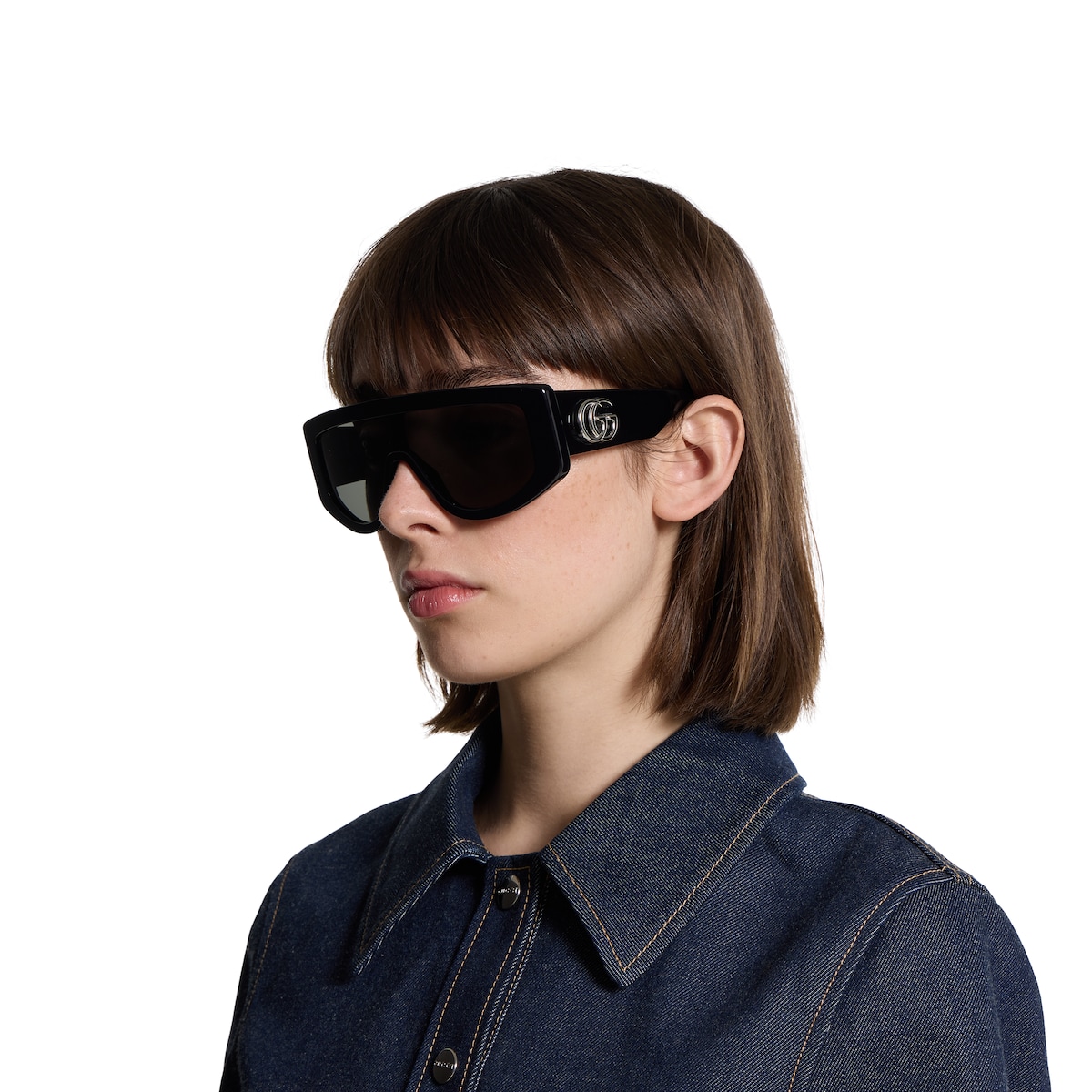 Rectangular frame sunglasses in black | GUCCI® US
