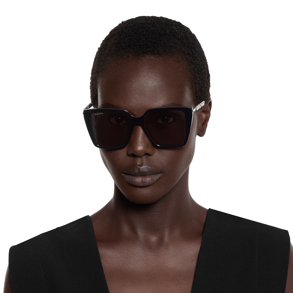 Square frame sunglasses in black | GUCCI® US
