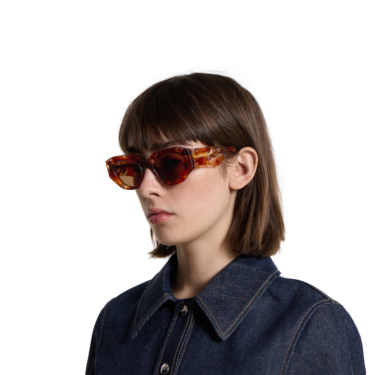 Cat eye frame sunglasses in warm brown tortoiseshell | GUCCI® US