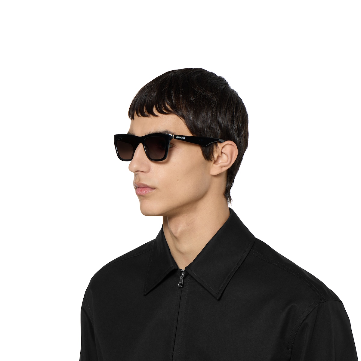 Rectangular frame sunglasses in black | GUCCI® US