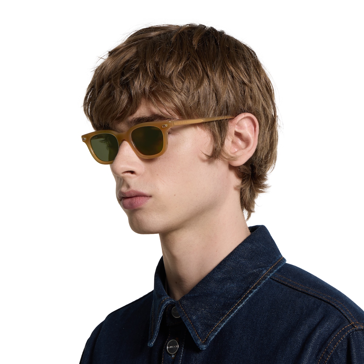 Oval frame sunglasses in light opal brown | GUCCI® US