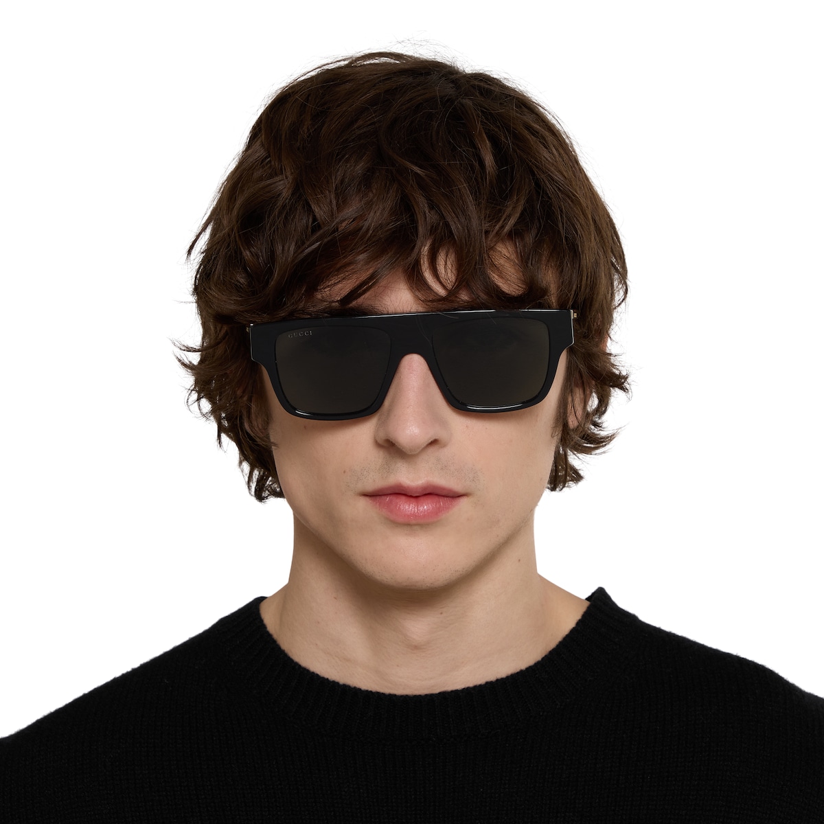 Rectangular frame sunglasses in black | GUCCI® US