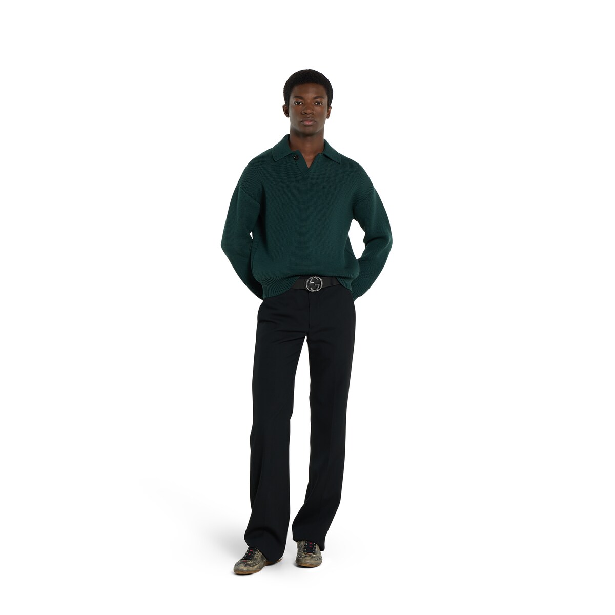 Reversible belt with Interlocking G buckle in black Supreme and leather - thumbnail 2
