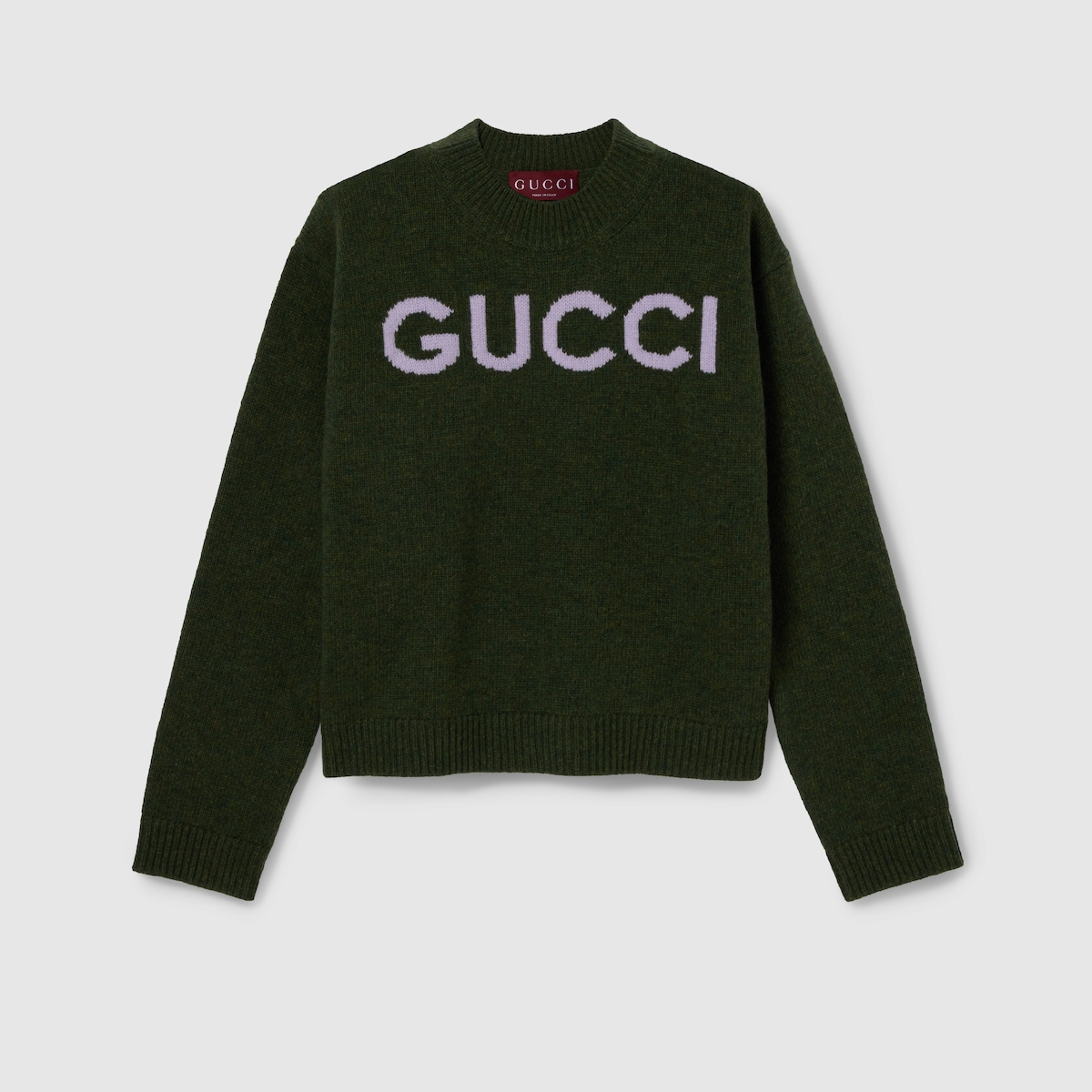 Wool top with Gucci intarsia in green | GUCCI® US