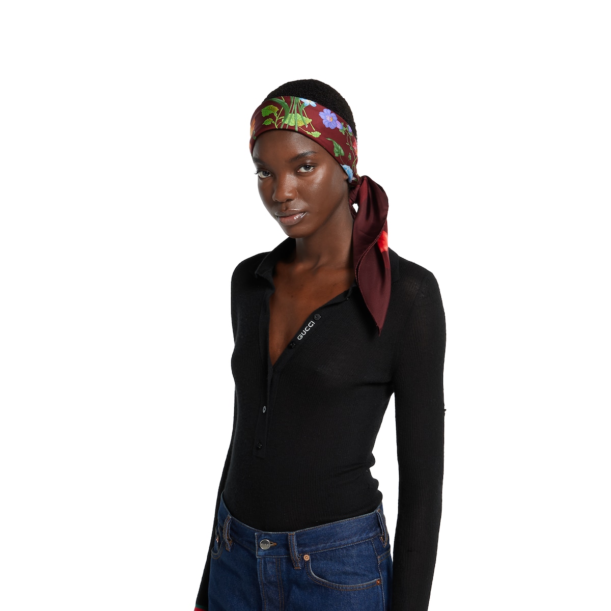 Printed Flora silk twill carré in multicolor | GUCCI® US