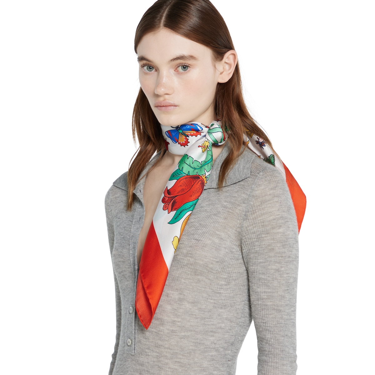 90 x 90 プロジェクト プリント シルクスカーフ ・マルチカラー