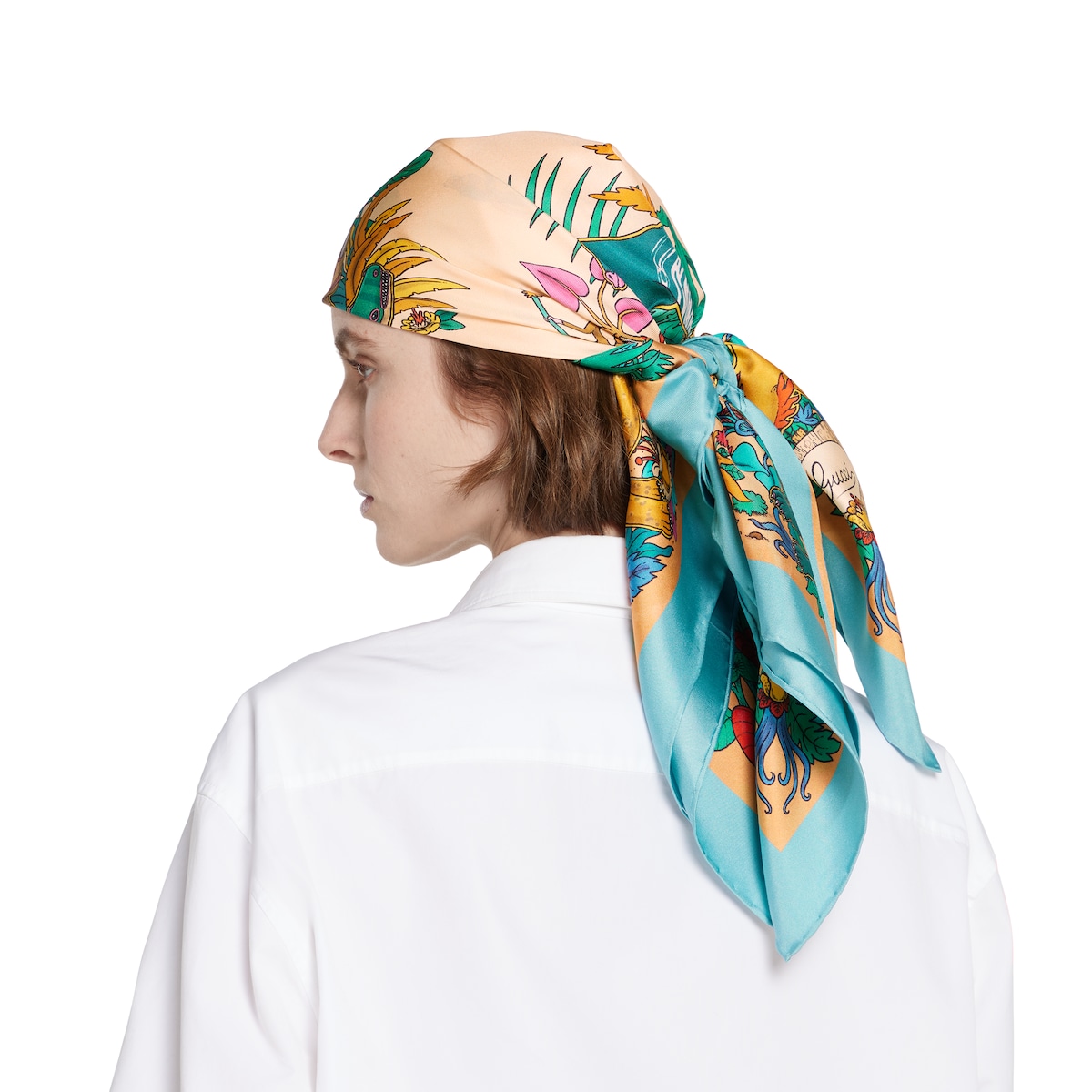 オムオム【美品】GUCCIシルクスカーフ GUCCI グッチ スカーフ ネックボウ GG Bee シルク ブラック