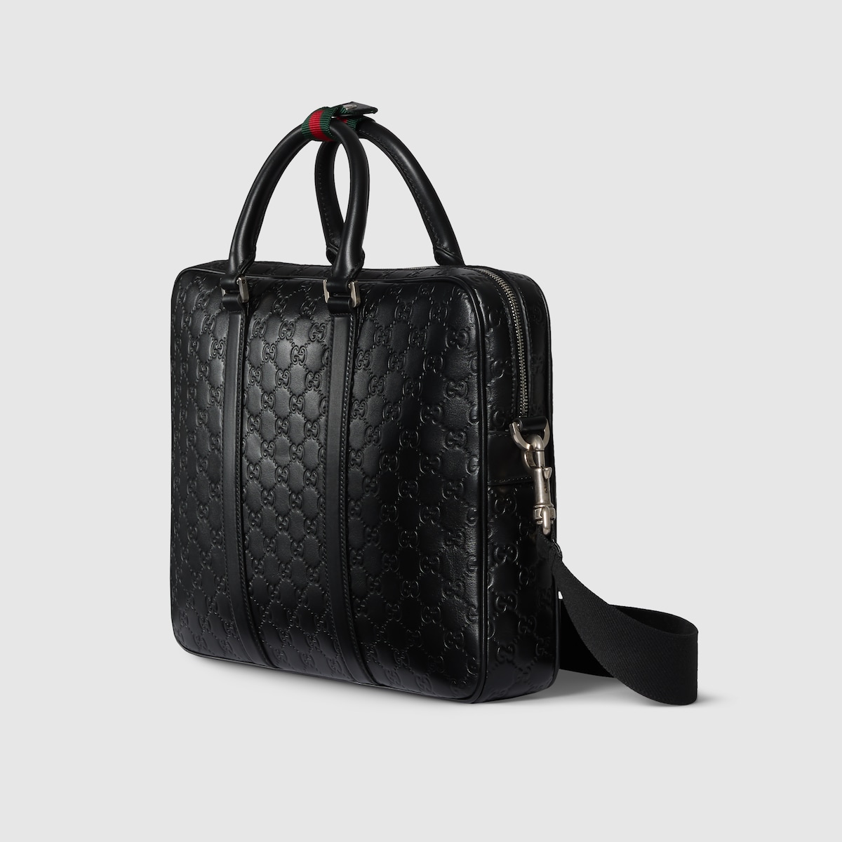 GG Emblem large briefcase in black GG leather | GUCCI® US