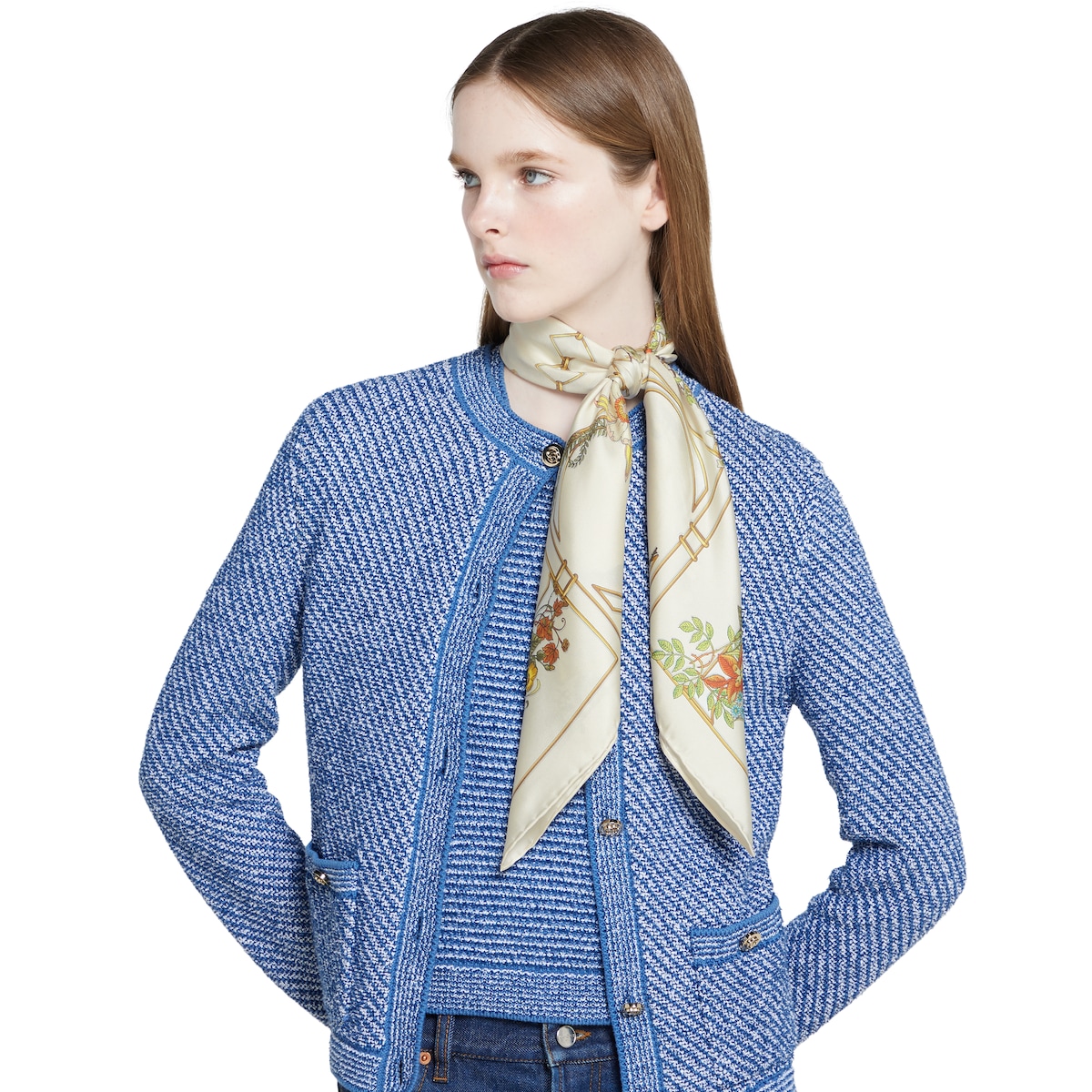 GUCCI　スカーフ トップス プリント シルクツイル スカーフ ・アイボリー＆マルチカラー | GUCCI公式