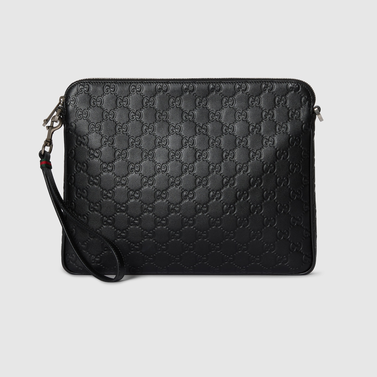 GGエンブレム〕ミディアム クロスボディバッグ ・ブラック GGレザー