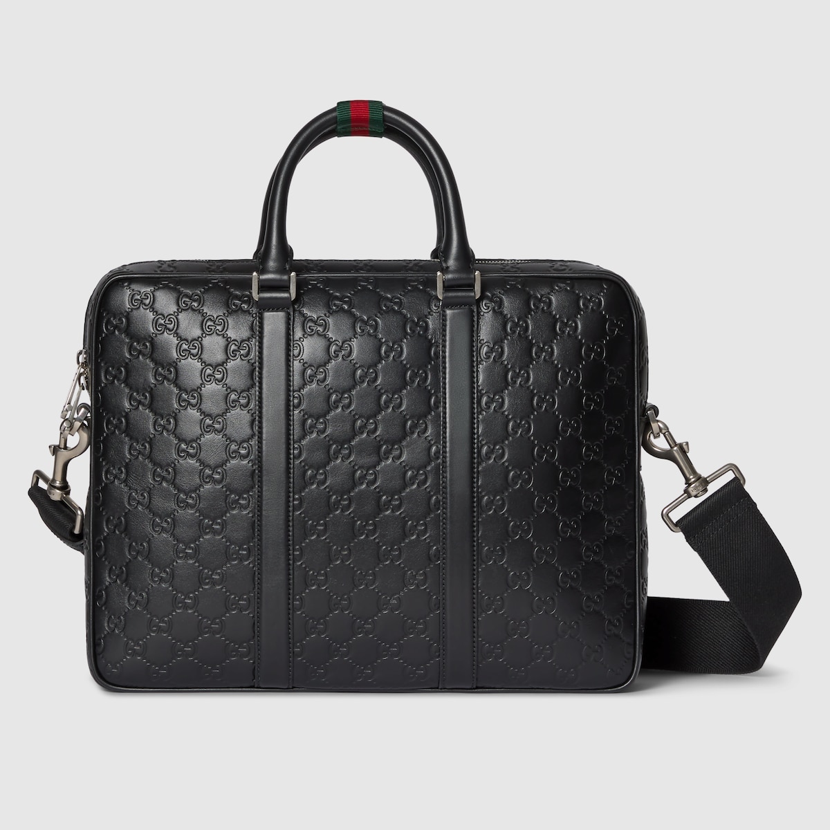 GG Emblem large briefcase in black GG leather | GUCCI® US