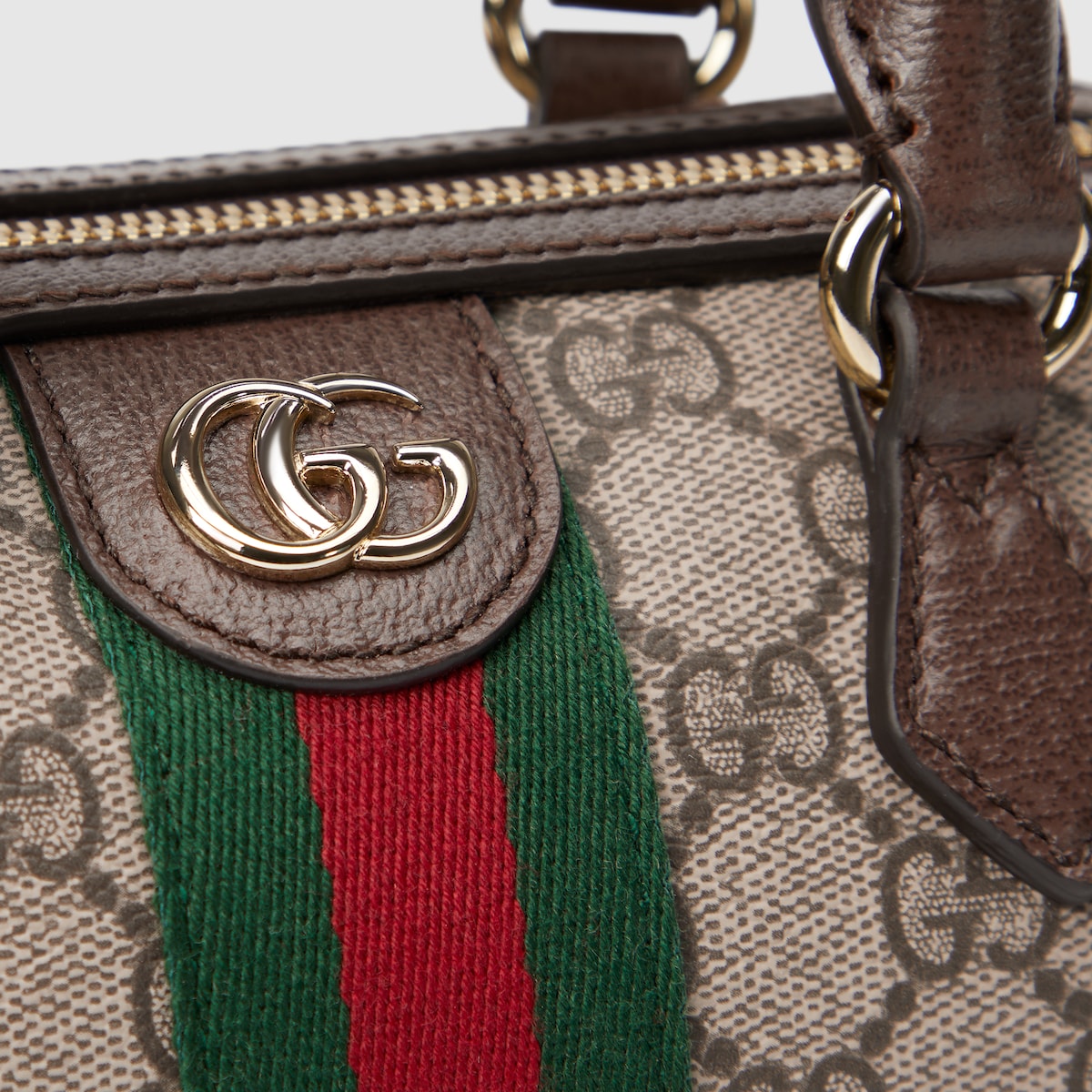 Ophidia small boston bag in beige and brown GG fabric - thumbnail 7