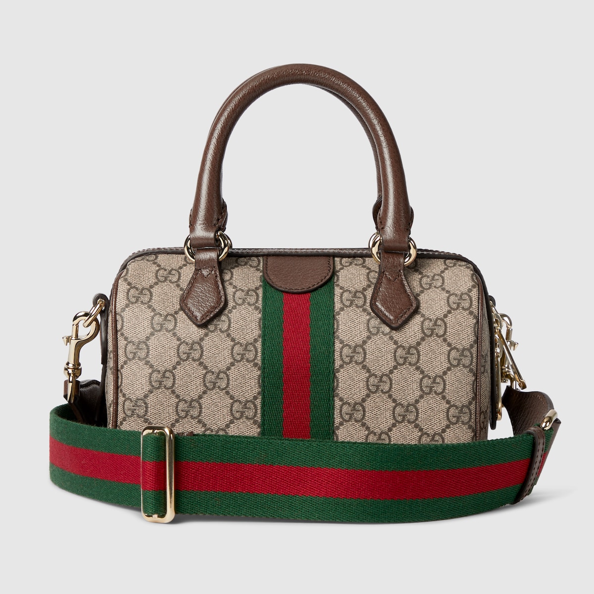 Ophidia small boston bag in beige and brown GG fabric - thumbnail 4