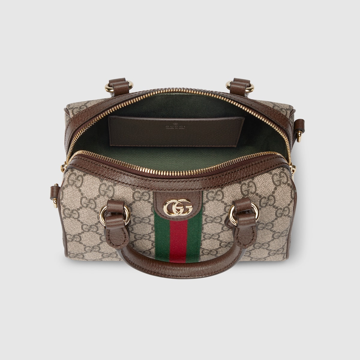 Ophidia small boston bag in beige and brown GG fabric - thumbnail 5