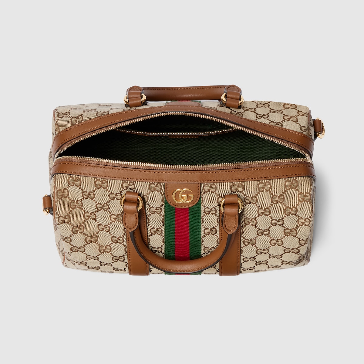 Ophidia medium boston bag in beige and brown GG canvas | GUCCI® US
