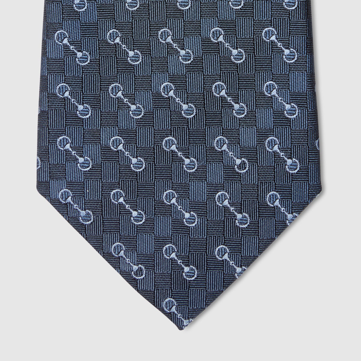 ホースビット シルクジャカード ネクタイ ・ネイビー＆ライトブルー