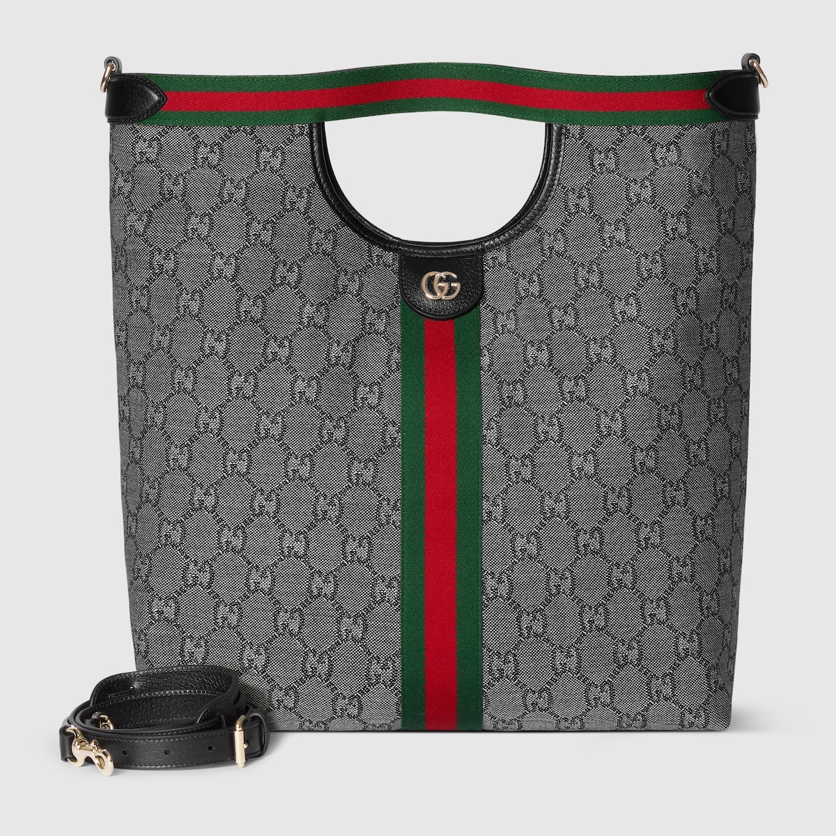 グッチ ジリオ〕日本限定 ラージトートバッグ ・ブラック GGウール