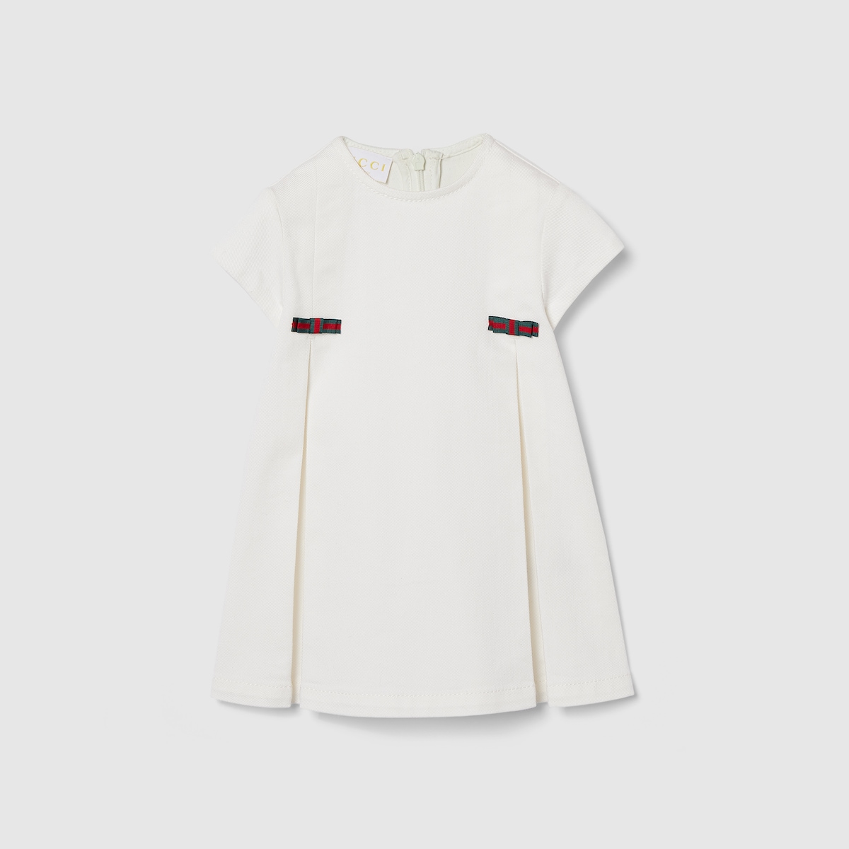 Baby denim dress with Web in white