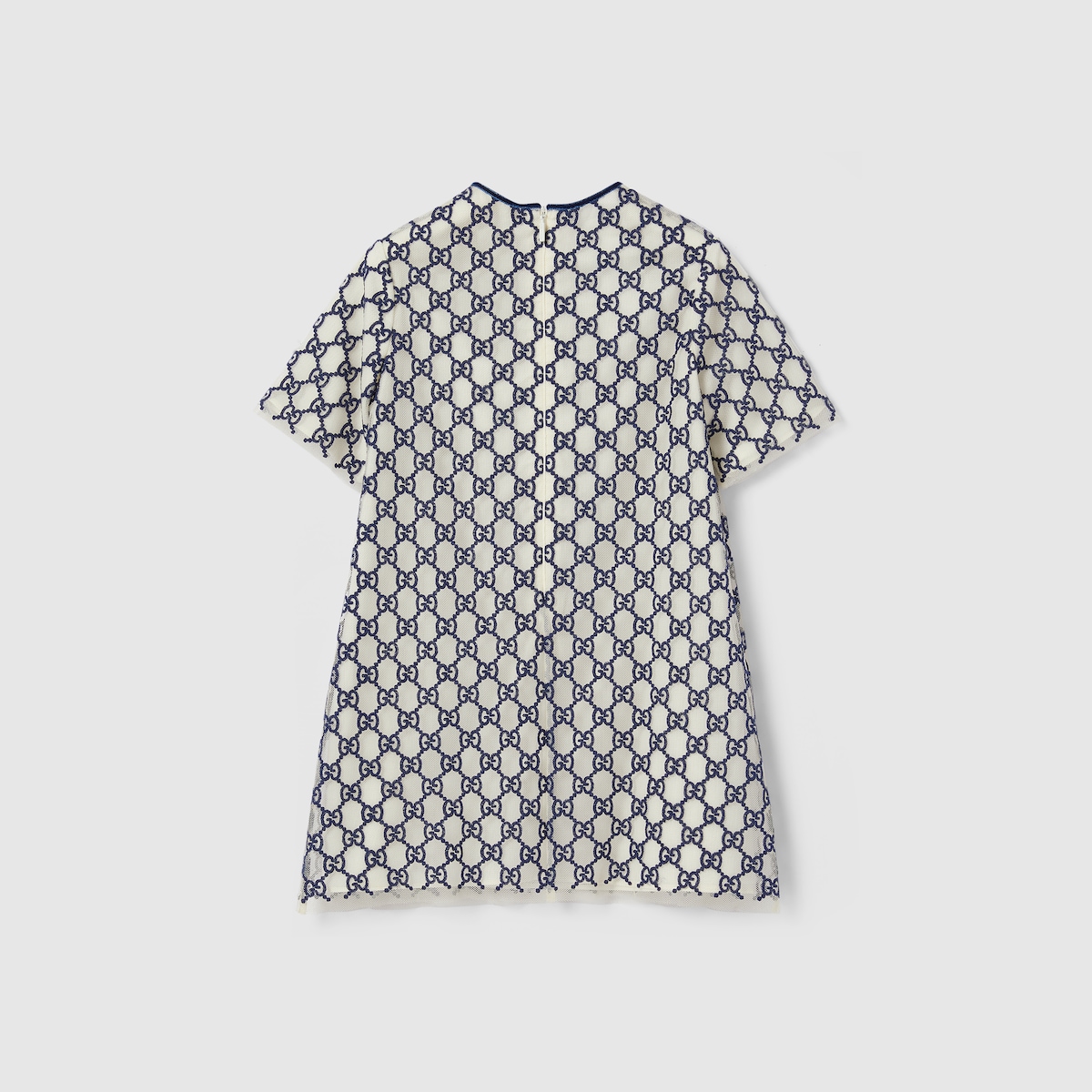Children's GG nylon dress in navy and off white - thumbnail 4