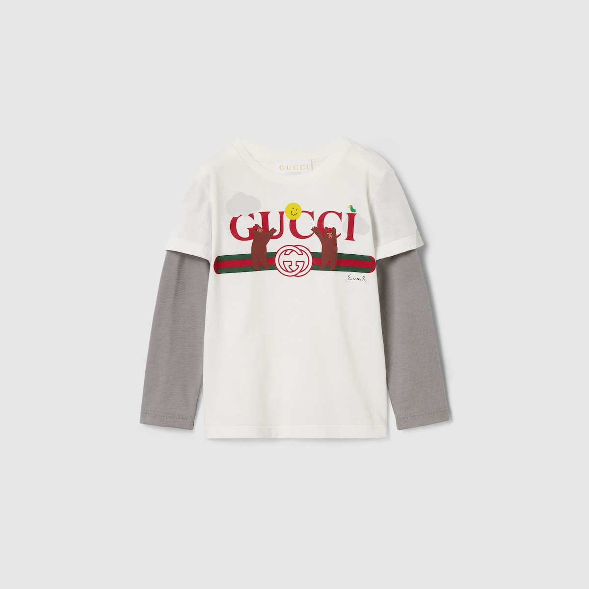 Gucci Tシャツ 24months 2歳 Baby cotton T-shirt in white and light grey | GUCCI® US