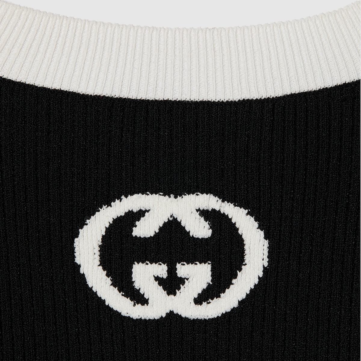 Ribbed T-shirt with intarsia in black - thumbnail 6