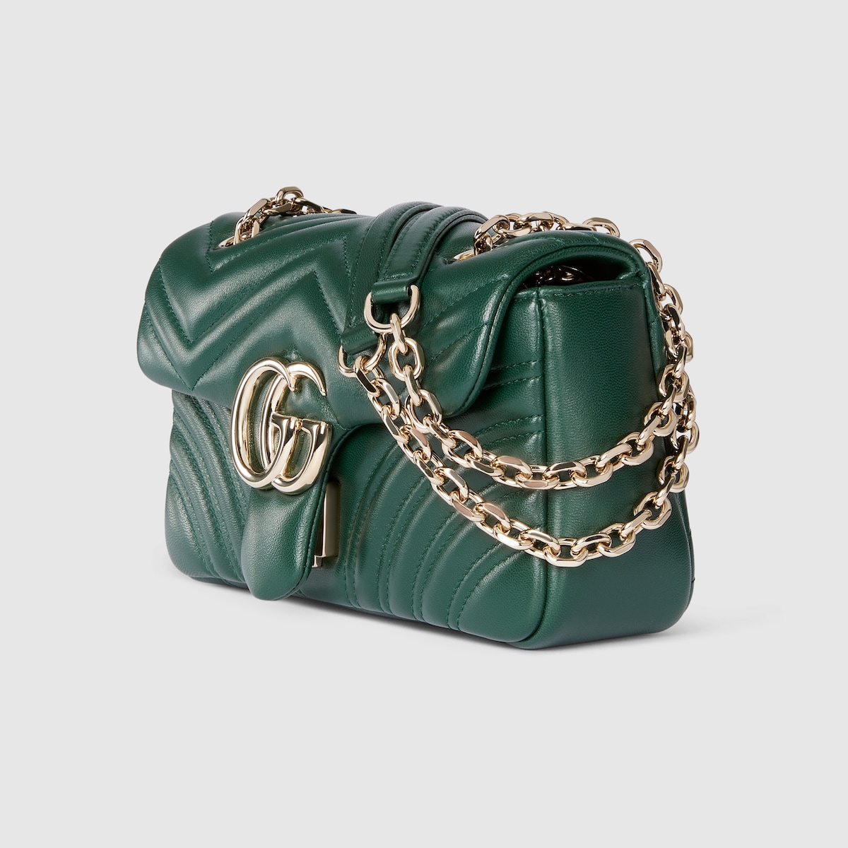 GG Marmont small shoulder bag in green leather | GUCCI® US