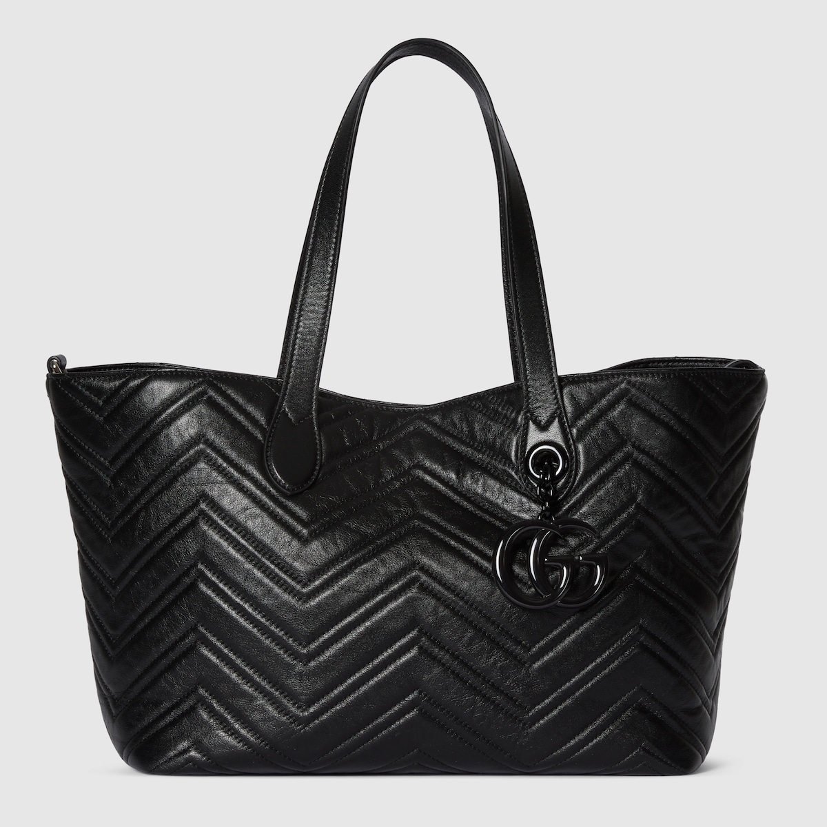 GUCCI 26S GG MARMONT TOTE BAG 30 IN BLACK CALFSKIN