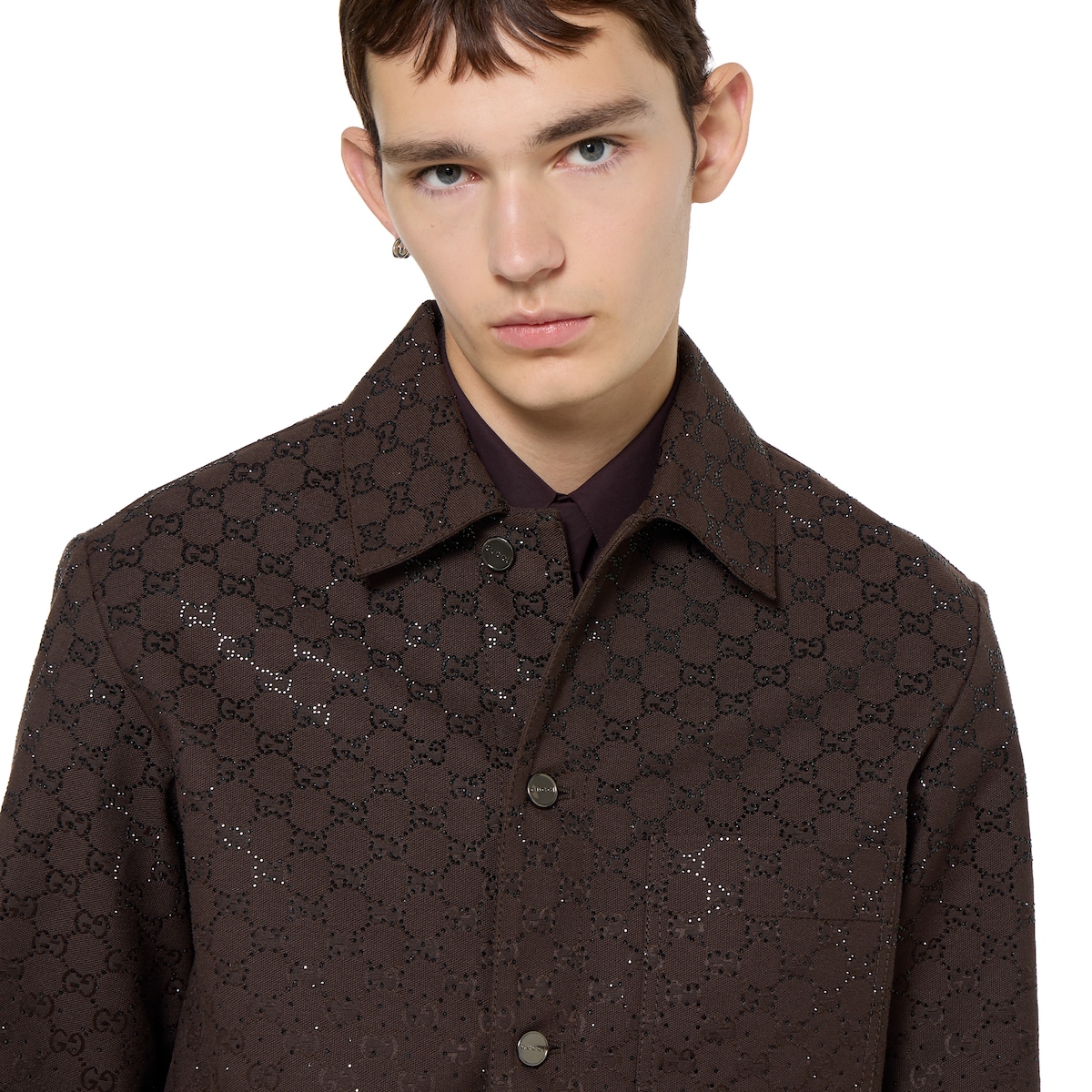 GG canvas padded jacket in brown | GUCCI® NZ