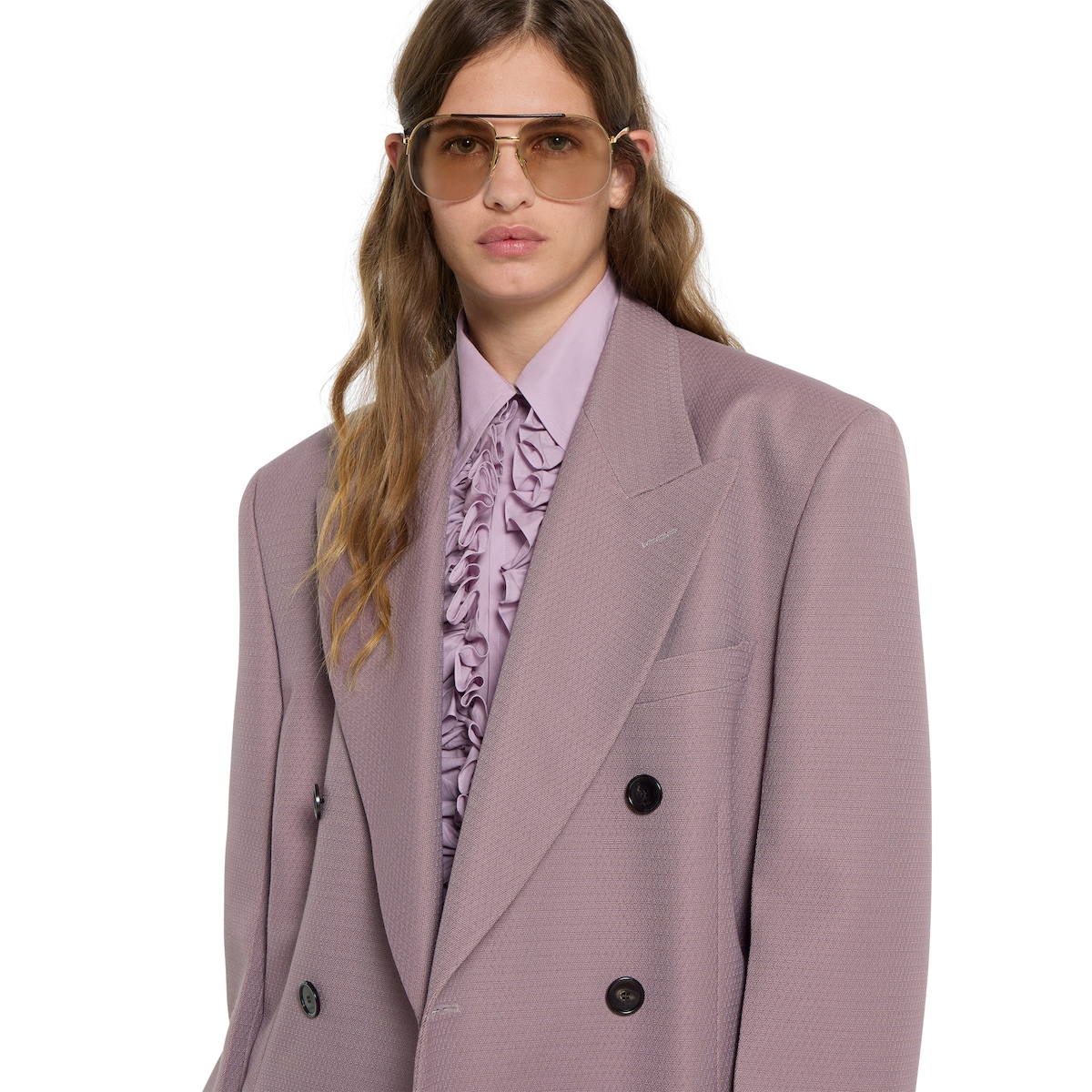 テクノウール ダブルブレスト ジャケット ・モーブ | GUCCI公式