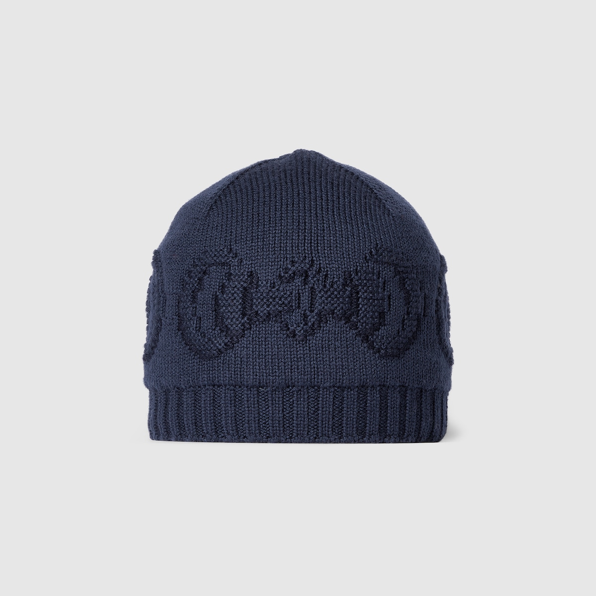 Wool hat with Horsebit detail in navy - thumbnail 3