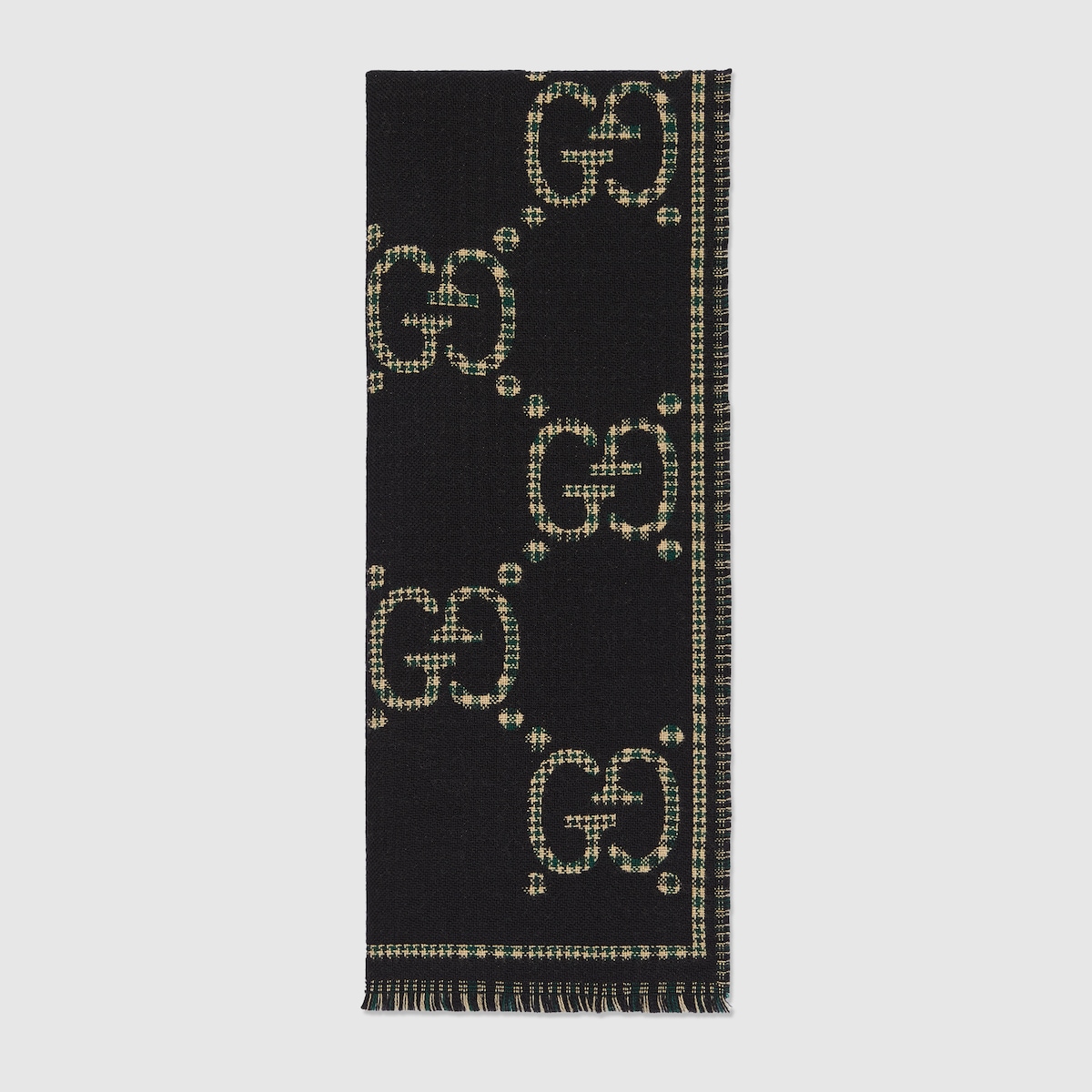 Check GG wool scarf in black and multicolor | GUCCI® US