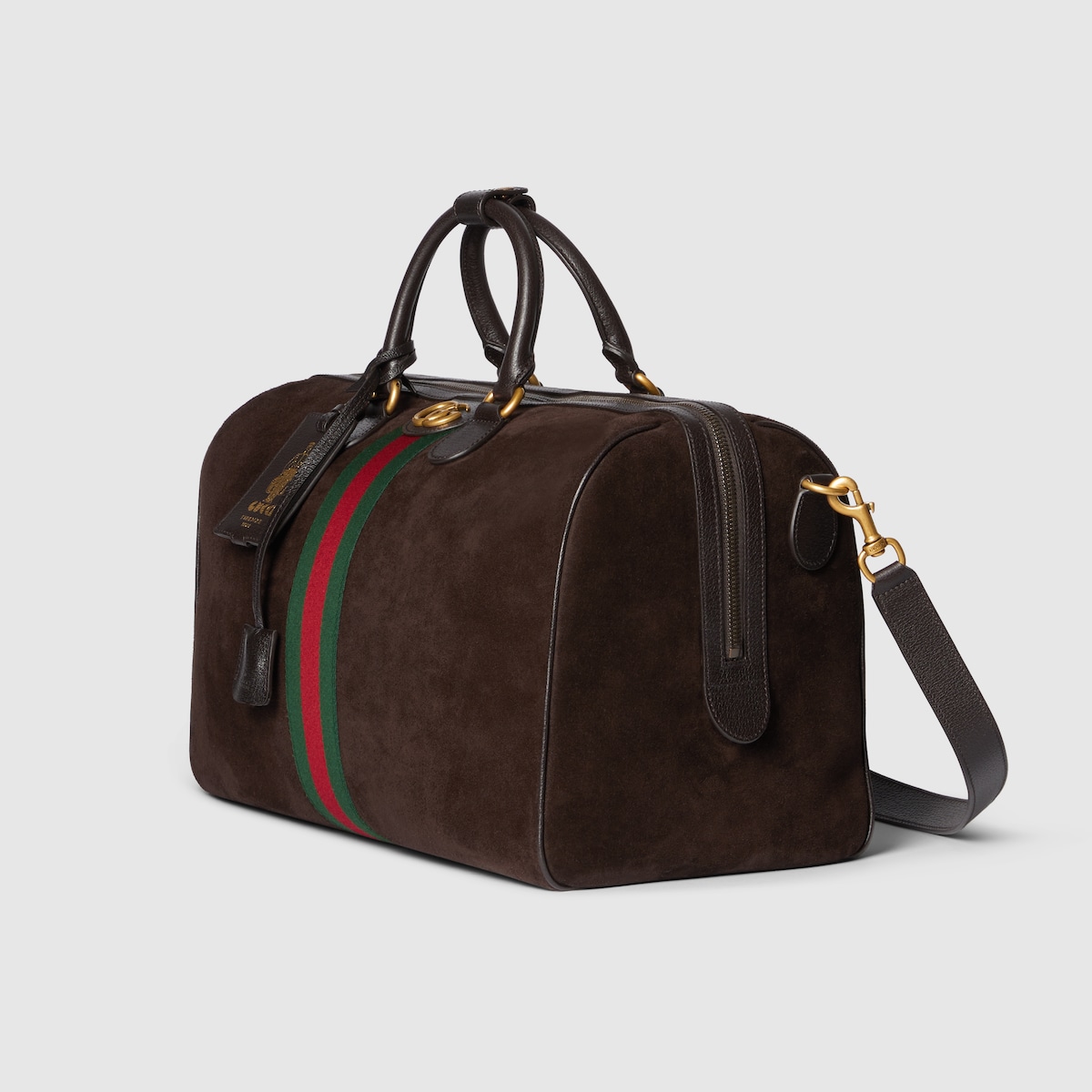 Gucci Savoy medium duffle bag in dark brown suede | GUCCI® NL