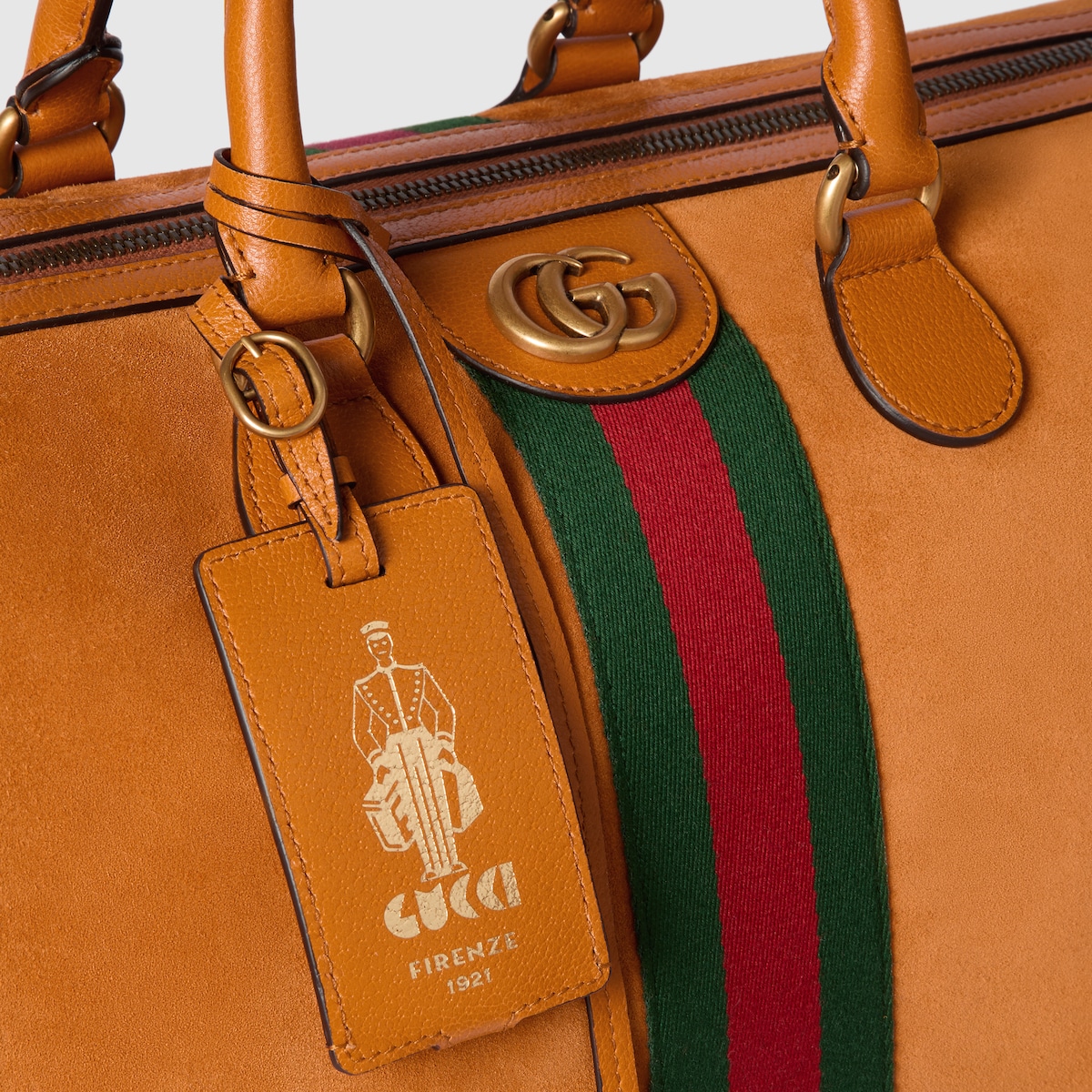 Gucci Savoy medium duffle bag in orange suede - thumbnail 3