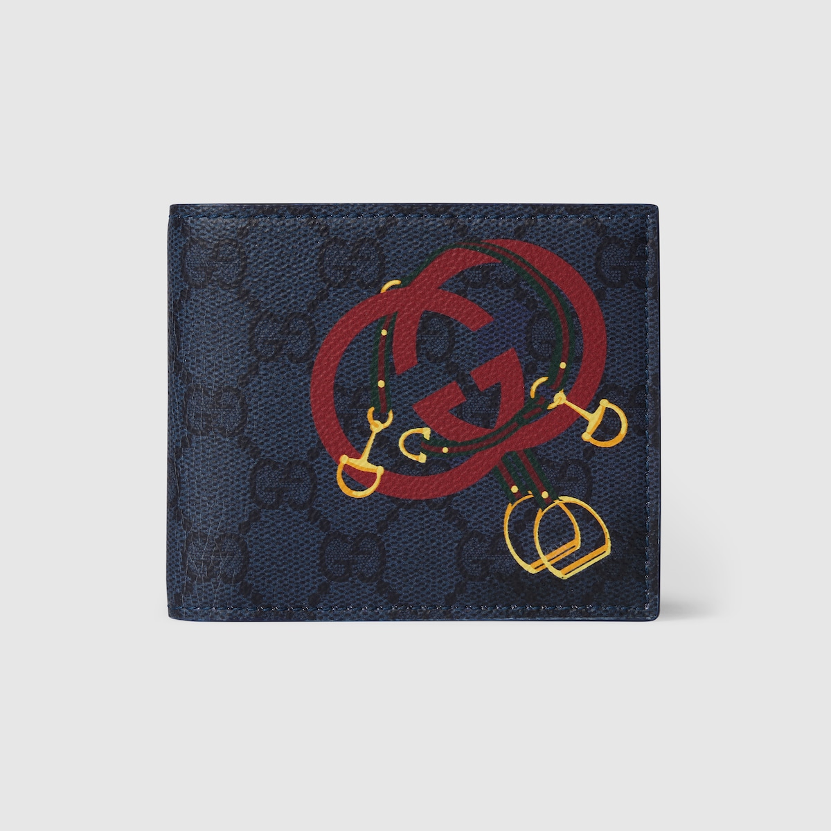 GG bi-fold wallet with print in dark blue GG Supreme | GUCCI® US
