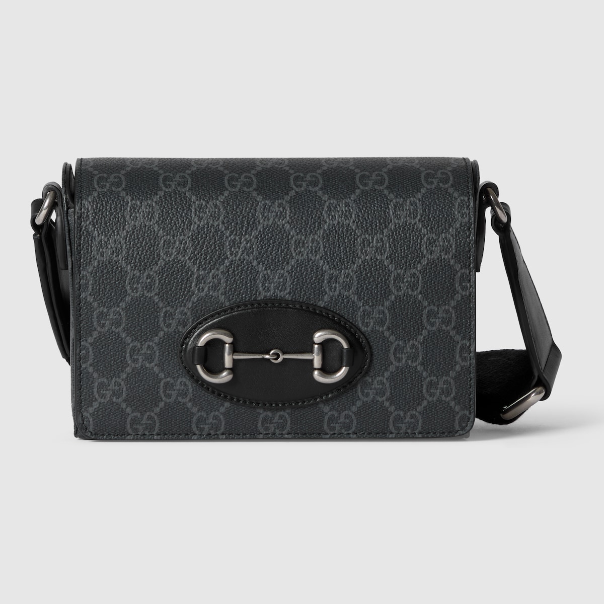 GUCCI GGスプリーム　レザー　GG ロゴ　ホースビット　ハンドバッグ グッチ ホースビット 1955〕ミニバッグ ・ブラック GGスプリーム