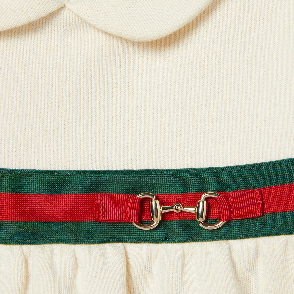 Baby cotton dress with Horsebit in white