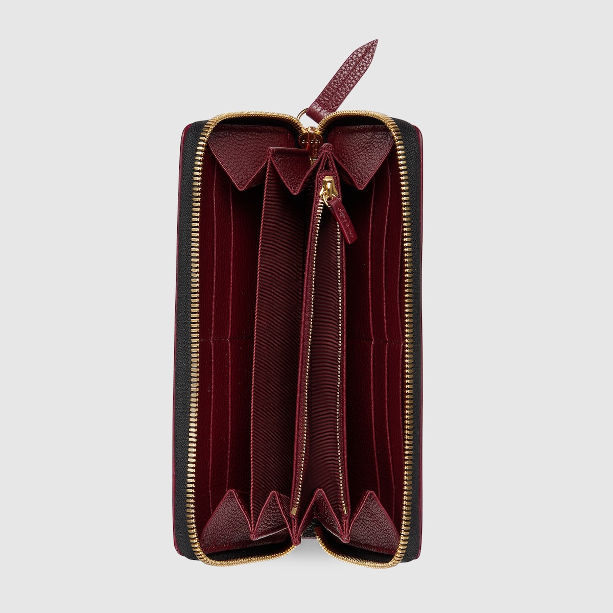 ダブルG バイカラー ジップアラウンドウォレット ・ブラック＆レッド