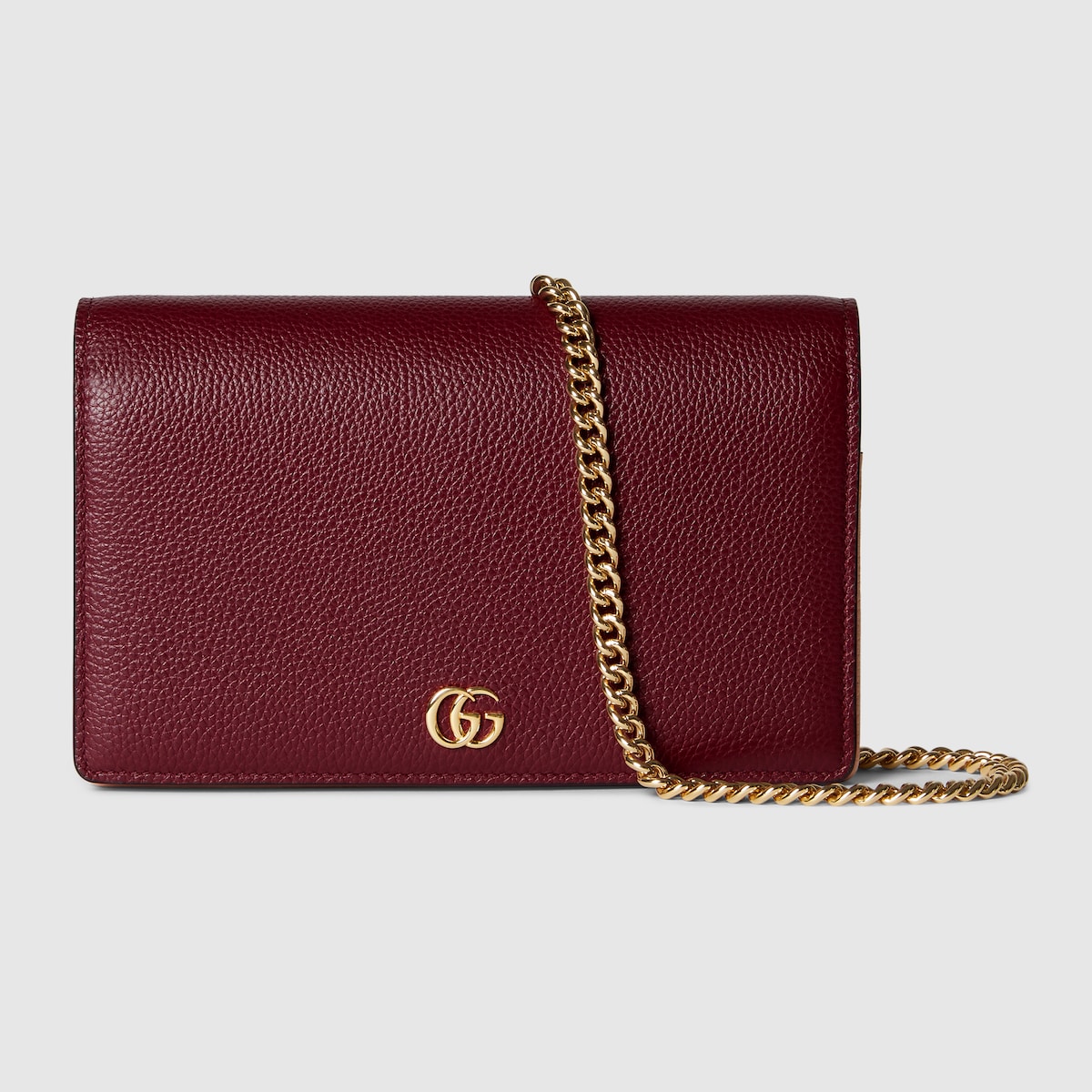 GG Marmont wallet on chain in Rosso Ancora red and pink